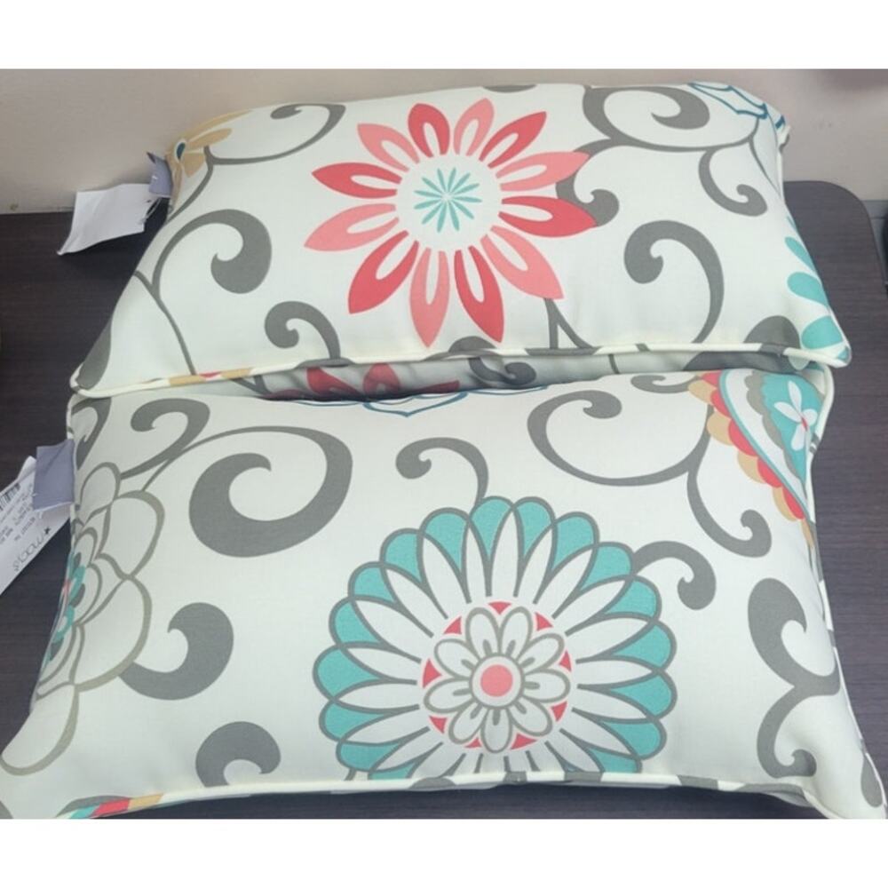 Pillow Perfect Pom Pom Play Peachtini Rectangular Throw Pillow, Set of 2 - Picture 3 of 3